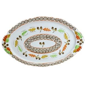Temptations Old World Orange Acorn & Leaves Thanksgiving 18x11 Oval Serving Tray